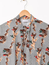 Emerald Motel 総柄 長袖 ボウタイブラウス