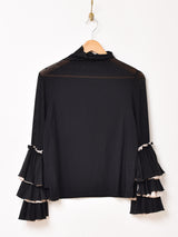 【3色展開】Emerald Motel フリルデザイン タートルネック シアーカットソー