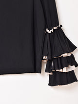 【3色展開】Emerald Motel フリルデザイン タートルネック シアーカットソー