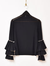 【3色展開】Emerald Motel フリルデザイン タートルネック シアーカットソー