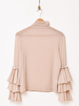 【3色展開】Emerald Motel フリルデザイン タートルネック シアーカットソー