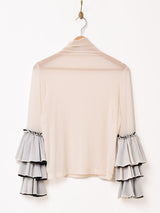 【3色展開】Emerald Motel フリルデザイン タートルネック シアーカットソー