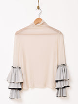 【3色展開】Emerald Motel フリルデザイン タートルネック シアーカットソー