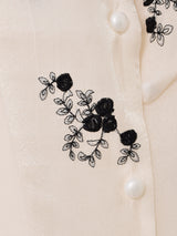 Meridian 刺繍入り オーガンジー ボウタイブラウス