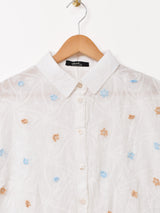 スカラップレース 刺繍 長袖シャツ