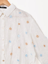 スカラップレース 刺繍 長袖シャツ