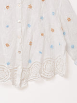 スカラップレース 刺繍 長袖シャツ