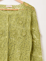 テープ刺繍 チュールカーディガン