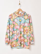 花柄 タートルネック トップス