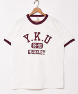 【2色展開】カレッジプリント リンガーTシャツ
