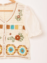 Elcamino グラニー クロシェ 切り替えトップス