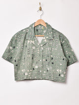 Emerald Motel オープンカラー 半袖 クロップドシャツ