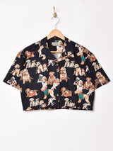 Emerald Motel オープンカラー 半袖 クロップドシャツ