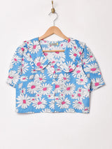 【2色展開】Emerald Motel フリルカラー 半袖 クロップドブラウス