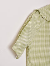 【2色展開】Meridian フリルカラー ギンガムチェック 半袖ブラウス