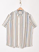 【3色展開】Trombones 半袖 ストライプシャツ
