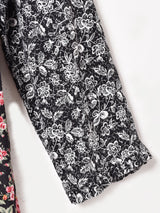 総柄 パッチワークデザイン 長袖ワンピース