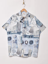 Trombones 壁画 総柄 半袖シャツ