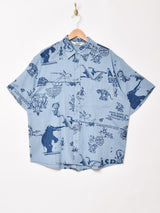 【2色展開】Backers 総柄 半袖 コットンシャツ