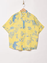 【2色展開】Backers 総柄 半袖 コットンシャツ