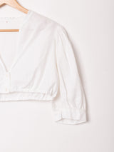 クロップド丈 ホワイトブラウス