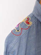 70's King Kole 刺繍 長袖 デニムシャツ