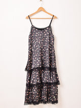 【2色展開】Meridian 総柄 アソート ラッフル キャミソールワンピース