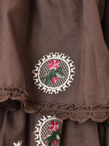 【4色展開】Meridian フラワー刺繍 フリルパンツ
