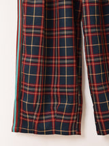 【2色展開】Meridian チェック柄 ライン入り コクーンパンツ