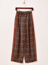 【2色展開】Meridian チェック柄 ライン入り コクーンパンツ