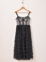 【2色展開】Meridian ドット柄 チュール コルセット キャミソールワンピース