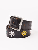 【2色展開】フラワー刺繍 レザーベルト