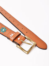 【2色展開】フラワー刺繍 レザーベルト