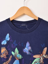 バタフライ ラメ プリントTシャツ