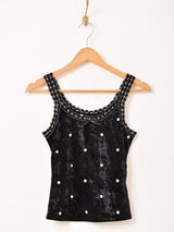 【2色展開】Meridian ドット柄 ベロア キャミソール