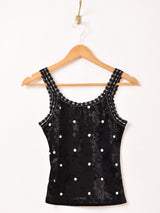 【2色展開】Meridian ドット柄 ベロア キャミソール