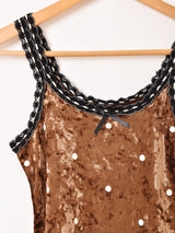 【2色展開】Meridian ドット柄 ベロア キャミソール