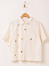 Meridian バタフライ 刺繍 半袖ブラウス