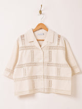 Emerald Motel クロシェレース 半袖 オープンカラーシャツ