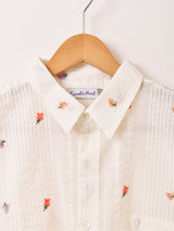 Emerald Motel フラワー刺繍 半袖シャツ