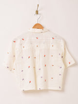 Emerald Motel フラワー刺繍 半袖シャツ