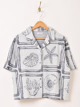 Emerald Motel 総柄 ジャガード 半袖 オープンカラーシャツ