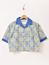 【2色展開】Emerald Motel ブロックプリント 半袖 オープンカラーシャツ