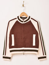 【2色展開】Elcamino ラインデザイン ジップアップ カーディガン