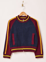 【2色展開】Elcamino ラインデザイン ジップアップ カーディガン