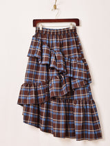 Meridian チェック柄 フリル アシンメトリー スカート