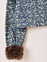 Meridian 花柄 デニム ファー ブルゾン