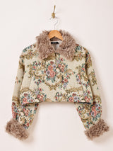 【2色展開】Meridian 花柄 ゴブラン織り ファー ブルゾン
