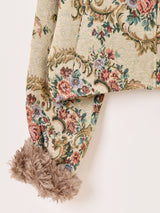 【2色展開】Meridian 花柄 ゴブラン織り ファー ブルゾン