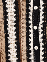 Elcamino ストライプ 半袖 クロシェカーディガン